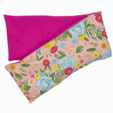 whiffy 5" x 23" microwavable neck wrap in pink floral fabric with pink flannel on the other side
