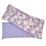 whiffy 5" x 23" microwavable neck wrap in lilac floral fabric with lilac flannel on the other side