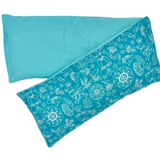 whiffy 5" x 23" microwavable neck wrap in blue and white floral fabric with  blue flannel on the other side