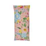 whiffy 4" x 9" eye pillow warm and cold compree  in a pink floral fabric with pink flannel on the other side