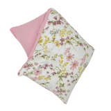 whiffy 6" x 12" microwavable heating pad hot and cold pack in vintage pink floral fabric with pink flannel on the other side