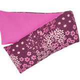 whiffy 5" x 23" microwavable neck wrap in magental floral fabric with pink flannel on the other side